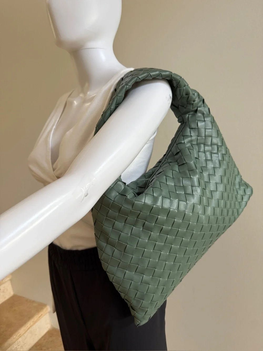 BOTTEGA VENETA Small Hop Nappa Intrecciato Leather Handbag Bag, Aloe Green